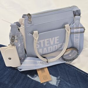 Steve Madden Light Blue Handbag with White Accents